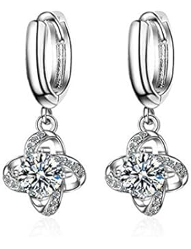 Summens Creolen Damen Mädchen Blumen Ewige Liebe Ohrstecker Ohrringe 925er Sterling Silber Hypoallergen Zirkonia...