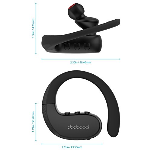dodocool Auricolare Sportive In Ear Wireless Cuffie Stereo IPX5 Impermeabile con HD Mic CVC 6.0 Cancellazione al Rumore per iPhone/iPad/iPod/Samsung S8 e Le Compresse Smartphone piÃ¹ Popolari Nero