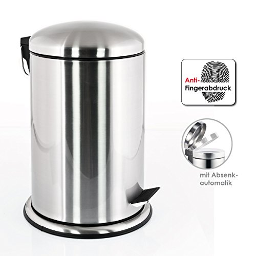 bremermann® Treteimer, 12 L, mit Absenk-Automatik, Anti-Fingerabdruck, Edelstahl