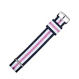 MARBURGER Uhrenarmband 18mm Textil Rose Weiss Blau - Werkzeug Montage Set 9511843000120