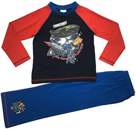 Boys Thunderbirds Pyjamas Childrens 2 Piece Long Pjs Set Kids Size UK 4-10 Years