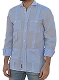  Camisa Guayabera Caballero Lino Celeste (S)
