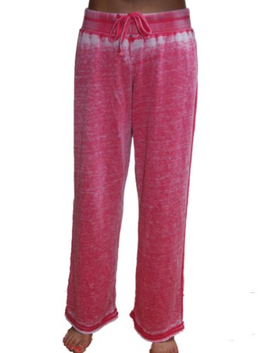 Colours Apparel Crystal Drawstring Fleece Lounge Yoga Pants (Medium, Pink)