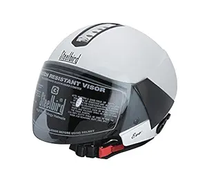 Steelbird Women's Sb-33 Eve Dashing Open Face ABS Helmet (White)