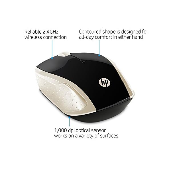 HP - Ratón Inalámbrico HP 200 con Perfil Redondeado, Color Dorado - Image 5