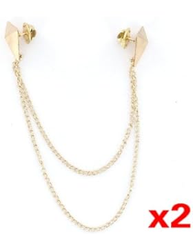 SODIAL(R) 2 Stk. Dreieck Punk Brosche Kragen Halskette Kragen Clip Gold