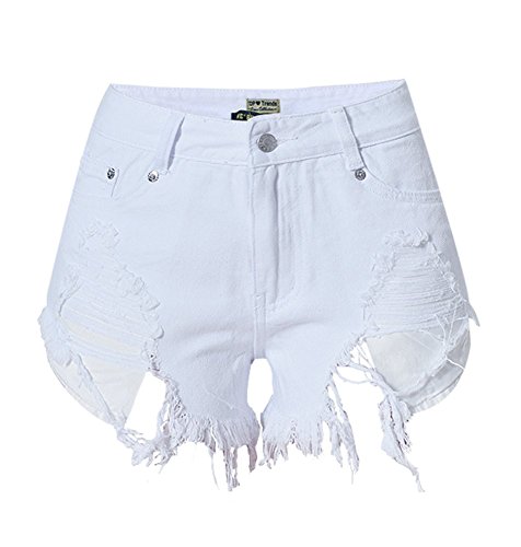 iRachel Damen Short Hotpants Demin Short kurze Hose Ripped Destroyed Loch Hose