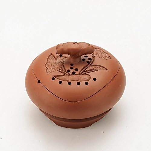 Purple Clay,Harmony Brings Wealth Censer Sandalwood Furnace Aroma Pot Incense Lotus Flower-A
