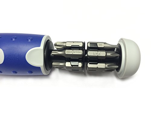 Berner Megapro Schraubendreher Schraubenzieher mit Bit Magazin im Griff inkl. 12 Bits Rundklinge mit Magnet lange Ausführung Bit Magazin Schraubendreher Torx Bitset - 4