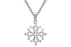 BOBIJOO JEWELRY - Pendentif Collier Femme Croix Occitane Cathare Toulouse Languedoc Acier inoxydable 316l Argenté