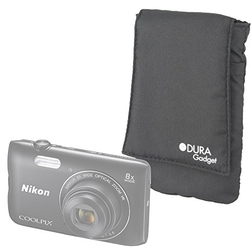 Etui pochette nylon noir DURAGADGET pour Nikon Coolpix A300  Canon PowerShot G7 X Mark II et PowerShot SX720 HS appareils photo compacts  passant de ceinture