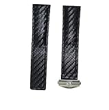 ROUHO Carbon-Faser-Leder Riemenzubehör Für Tag Heuer Aquaracer-Schwarz Mit Silberner Schnalle 24mm