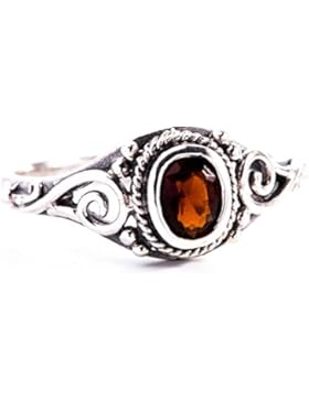 WINDALF Ring NOVÎNA h: .8 cm Spirals mit Roter Kristall 925 Sterlingsilber