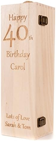 Personalised Birthday Wine gift box, wooden, engraved