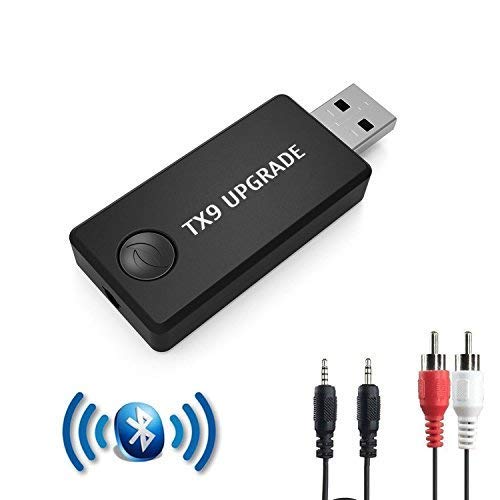 Awinli TX9 - Transmisor Bluetooth para TV, PC, 3,5 mm, TRCA, Adaptador de Audio inalámbrico USB para 2 Auriculares (Dual Link), Baja latencia, estéreo de Alta fidelidad, Plug & Play