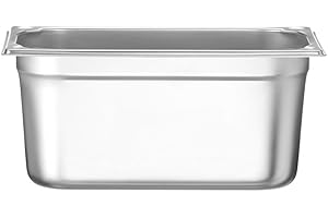 HENDI Recipiente GN 1/3,contenedor GN,esquinas reforzadas,resistente a Temperaturas de -40° a 300°C,apto para hornos,congeladores,calientaplatos,baño María,5.7L,325x176x(H) 150mm,acero inoxidable