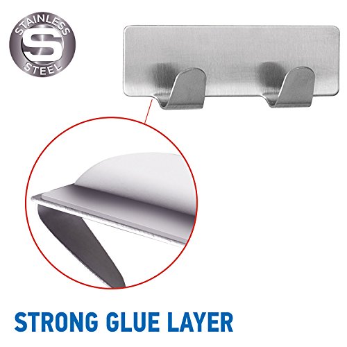 Tatkraft Tva Stark Hakenleiste Edelstahl Selbstklebend 2 Klebehaken - 4