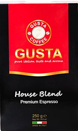 Gusta Coffee House Blend Premium Italian Espresso, Non-Bitter Fine Smooth Medium/Dark Roast Ground Coffee, 250g