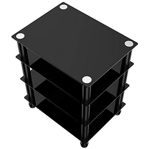FITUEYES 4 Estantes Cristal Soporte de Medios de Comunicación Componente Audio Mueble HiFi AS406001GBAM