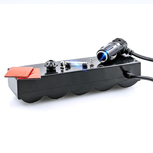 KFZ 12V/24V Auto Verteiler 6 Fach – 4x Zigarettenanzünder Adapter mit 2x USB Ladegerät 120W für Handy Smartphone GPS Navigation – Ladesteckdosen LED - 9
