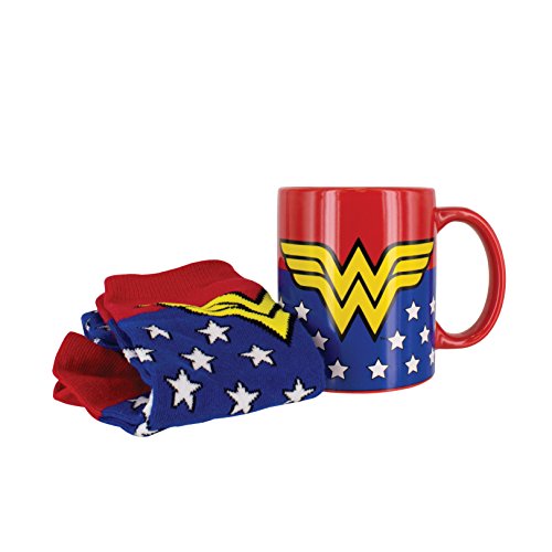 DC Universe DC Comics Wonder Woman Tasse und Socken-Set, Keramik, Mehrfarbig, 8 x 12 x 9 cm