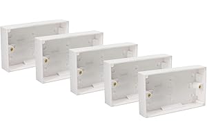 GENERIC Axiom Surface Mounted Back Box 25mm Wall Pattress Double 2 Gang Electrical Socket, White (5)