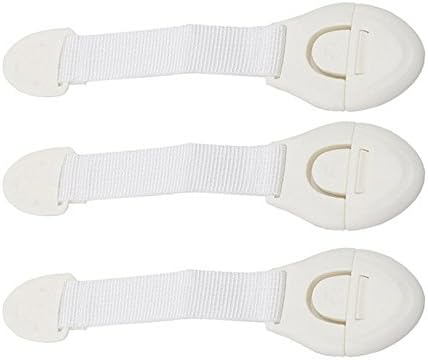 3 Pieces Baby Drawer Safety Lock, White Toddler Child Kids Baby Protective Locker Latch for Doors Closet Fridge Drawer Toilet Seat