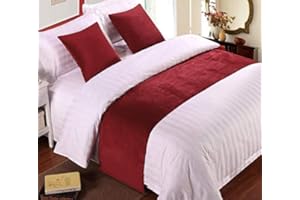 Zhiyuan Solid Velvet Hotel Bed Runner Home Decorative Bed Foot Scarf 50 x 240 cm, Dark Red