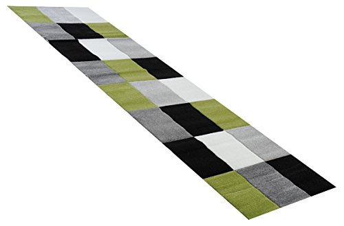 Teppich Läufer Sam Karomuster grün in 80 x 300 cm
