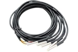 Aideepen 5 Stuck 5m Digitaler Edelstahl Temperatursensor, Wasserdicht Temperaturfühler kompatibel mit Arduino und Raspberry Pi inklusive E-Book, kompatibel mit Shelly
