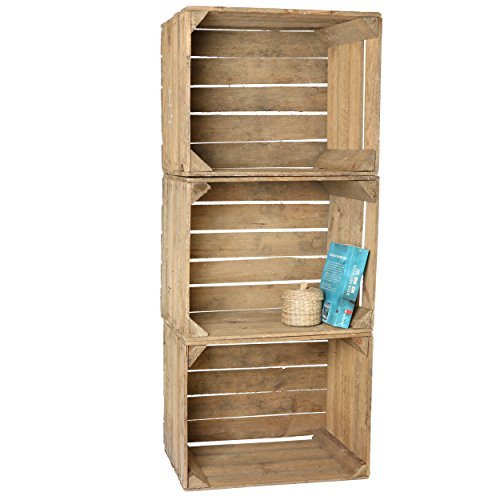 Juego de 3 Top Sólido Caja de fruta PARA MUEBLES & Molde Estantería de la región de altes Land de kontorei Natural