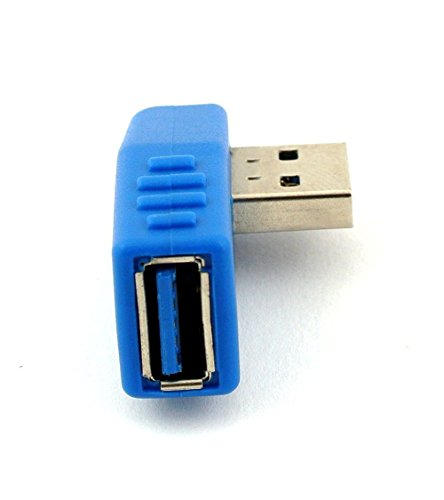 COM-FOUR® Set Adapter USB 3.0 SuperSpeed Stecker auf Buchse rechts + links gewinkelt blau - 4