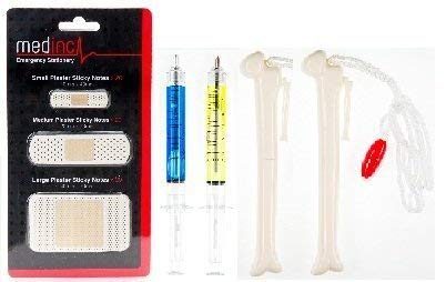 Juego de Min de enfermera (2 jeringa para bolígrafos de punta redonda, 2 de bolígrafos de punta redonda y 1 Yeso notas adhesivas)