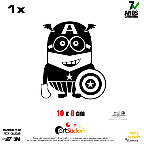 Artstickers Adesivo Minion Captain America, Adesivo vinilo- Disc Size Black - 1 unità 10 cm x 8 cm spilart Regalo