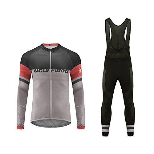 Uglyfrog Invernale Moda Maglia Ciclismo Jerseys per Uomo: Lunghe Maniche Completo + Pantaloni Lunghi di Ciclismo WMZ05