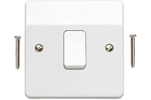 Body-Plus 1 Gang 2 Way Light Switch - White Electrical Curved Edge Light Switches with Screws - 250 V A.C, 10AX Single Wall Switch for Home, Office, Industries, Sheds, garages etc (1)