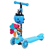 siwetg Moulin à Vent Ladybug Trottinette Pliable et réglable en Hauteur avec 3 Roues pour Enfants de 3 à 8 Ans Bleu