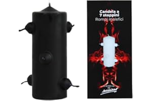VELAS MARIANO Velón Negro 7 Mechas para Rituales de Limpieza Profunda y Protección • 16 cm Alto x 5,5 cm Ancho • Vela Esotérica para Romper Magia Negra, Cortes y Despojos Energéticos