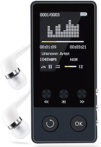 MP3 Player, 8GB Lossless Sound Entry Hi-Fi Bluetooth Music Players with FM Radio and Voice Recorder Function, Supports up to 64GB SD Card (Black)