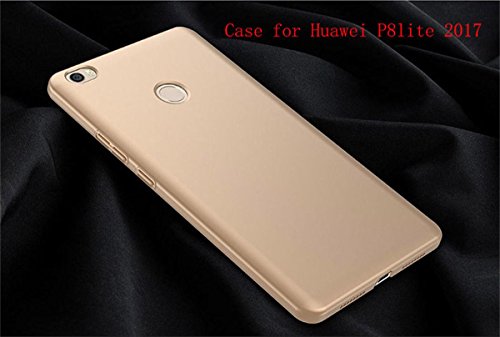 Qissy Carcasa Huawei P8 Lite  2017 Series  Incluido Anti-Scratch Anti-Huella Dactilar a Prueba de Choque Suave Protective Case Cover Skin para Huawei P8 Lite 2017 Series  Oro 