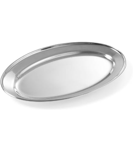 Lot De 4 Plateaux De Service Ovales SUNOYA Acier Inoxydable - Argenté Pour Fruits, Légumes Et Bonbons