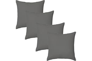 Harrison Cropper Premium Garden Scatter Cushion | Water Resistant Cushions | Outdoor Patio Rattan Chairs | Hollowfibre Filled Seating Furniture Pillow | Soft Comfy and Durable | 4 Pack (Grey)