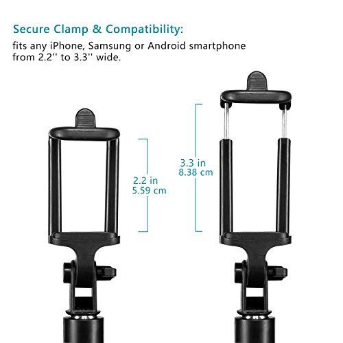 Palo Selfie  Alfort Bluetooth Selfie Stick Tr  pode Wireless Multifuncional Extensible Mini en Plegado Selfie Stick con Obturador Remoto Bluetooth para iPhone 8   7   7 Plus   Samsung A7   S7   S7 Edge   Huawei P10   P9   P9 Lite Sony Xperia XZ Premium  Xiaomi 6 y Otros Android Tel  fono 5 5   o de Menor   Negro  