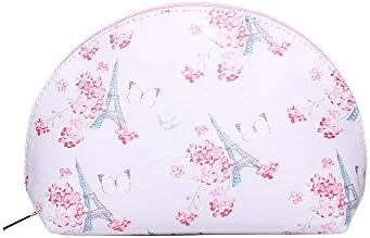 Cosmetic Bag Makeup Case Eiffel Tower Pink Cherry Print