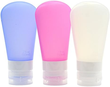 Silicone Travel Bottles Set, Refillable Cosmetic Containers, Owl-Shaped Squeezable Leakproof Reusable Travel Containers (3 x 2oz/60ml + Bag)