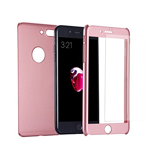 Dreamer-Z Funda de m  vil Iphone7 360 grados paquete s  lido con un agujero para Iphone 7 Oro Rosa