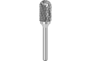 Boxonly Tungsten Carbide Rotary Burr Die Grinder Bits Double Cut 1/4" Shank Rotary Tool Grinding Head Diameter 14mm for Woodworking Drilling DIY Engraving Metal Polishing CX1425M06