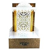 Sangam Ad WPC Golden Texture Wooden Temple with LED Light for Home &amp; Office Temple | Pooja Mandir (Size 12X10X18 LxWxH)