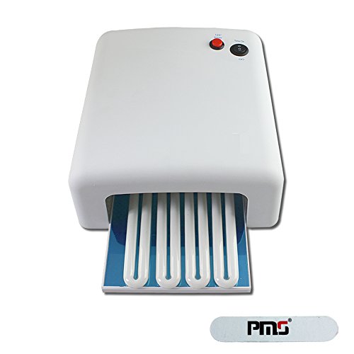 PMS 36W White UV Lamp Light Gel Curing Nail Dryer with 9W Blubs + Nail buffing block