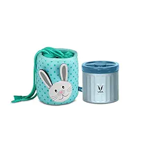 Vaya Preserve Kids Lunch Kit - 300 ml (1 x 300 ml) Blue Vacuum Insulated Stainless Steel Meal Container with Bunny Theme Lunch Bag, Meal Jar, Portable Tiffin Box, Color - Blue